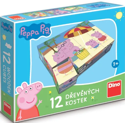 Dřevěné licenční kostky Peppa Pig – 12 kostek