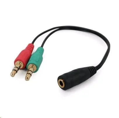 GEMBIRD Kabel rozdvojka jack 3, 5mm (4 pólový) na 2x3, 5mm F/M, 20cm, černá