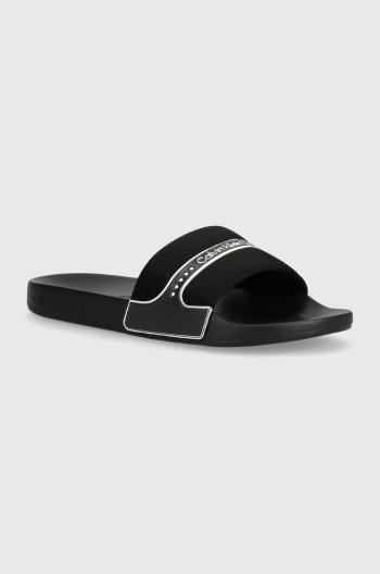 Pantofle Calvin Klein Jeans SLIDE NEOPRENE SNAP pánské, černá barva, YM0YM00960