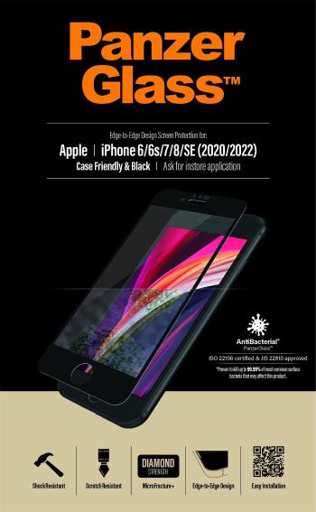 Üvegfólia PanzerGlass Edge-to-Edge Apple iPhone 6/6s/7/8/SE 2020/SE 2022 üvegfólia - fekete