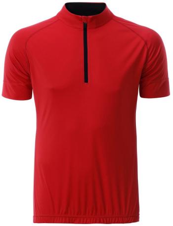 James & Nicholson Pánský cyklistický dres s krátkým zipem JN514 - Tomato / černá | XL