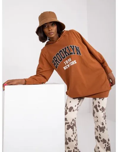 Dámská mikina s kapucí dlouhá  ROXANE světle hnědá