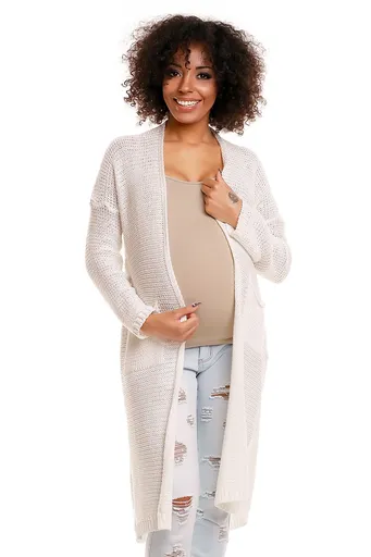 bemaamaa Svetříkový plášť s kapsami MERY - bílý