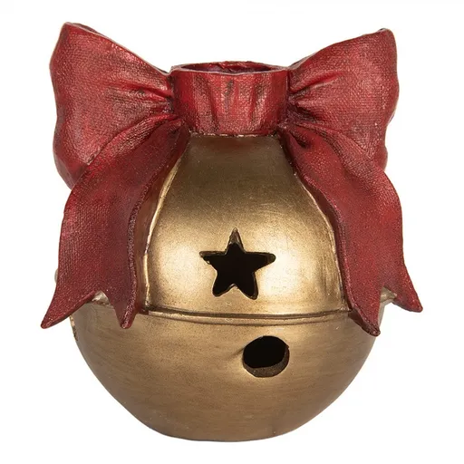 Bronzový antik svícen rolnička s mašlí na úzkou svíčku - 13*12*13 cm 6PR5767