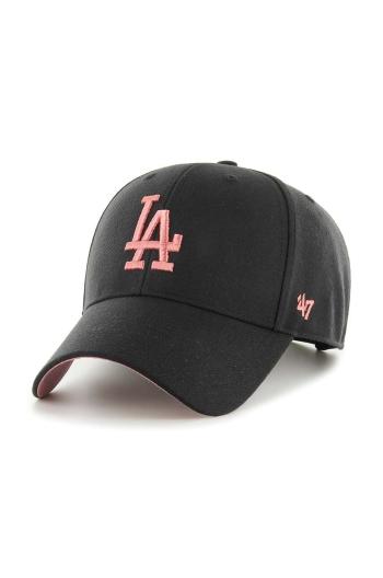 Čepice s vlněnou směsí 47 brand MLB Los Angeles Dodgers černá barva, s aplikací, BAS-SUMVP912WBP-BKB80