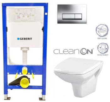 GEBERIT DuofixBasic s chromovým tlačítkem DELTA51 + WC CERSANIT CLEANON CARINA + SEDÁTKO 458.103.00.1 CA2