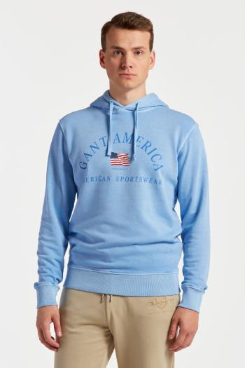 MIKINA GANT SUNFADED GANT USA HOODIE GENTLE BLUE