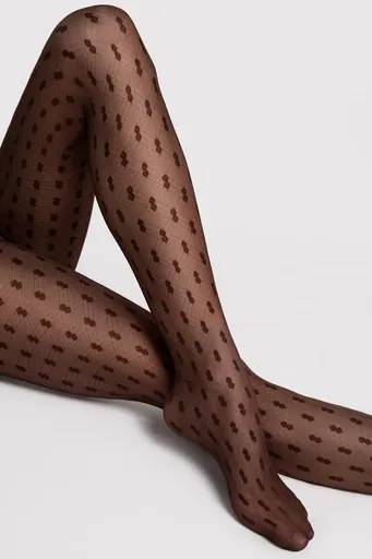 Tmavě hnědé vzorované punčochy Bijou 20 den