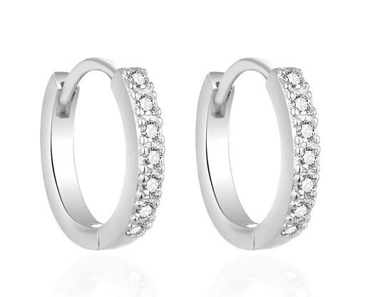 Agato Stříbrné kruhové náušnice s čirými zirkony AGT-E060KW