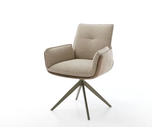 Otočná židle Nela-Flex směs materiálů béžová křížová podnož