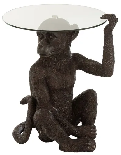 Odkládací kulatý stůl s nohou ve tvaru opice Ape Brown - 52*48*62 cm J-Line by Jolipa