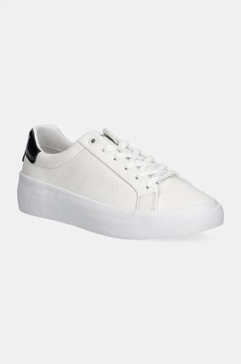 Kožené sneakers boty Calvin Klein VULC LACE UP LTH bílá barva, HW0HW02214