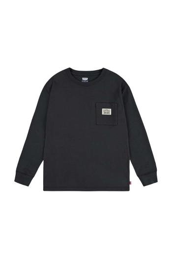 Dětská mikina Levi's LONG SLEEVE POCKET TEE černá barva, hladká, 8EL555