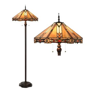 Béžovo-hnědá stojací lampa Tiffany Tippia - Ø 40x161 cm E27/max 2*60W 5LL-6324