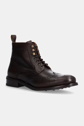 Kožené boty Hackett London JAME BROGUEBOOT pánské, hnědá barva, HMS21425