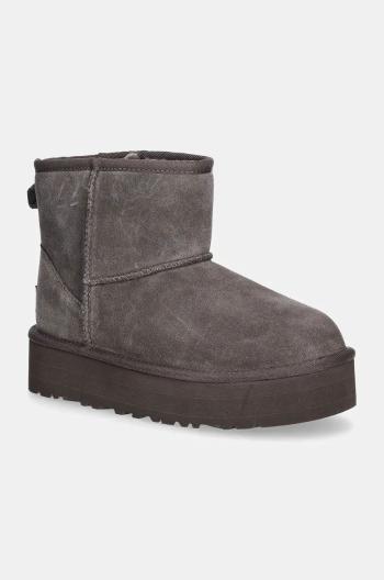 Dětské semišové sněhule UGG CLASSIC MINI PLATFORM hnědá barva