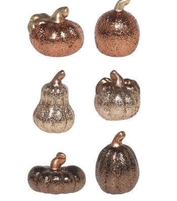 Set 6ks keramická dekorace dýně se třpytkami Pumpkin - Ø 5*7 cm  39104120