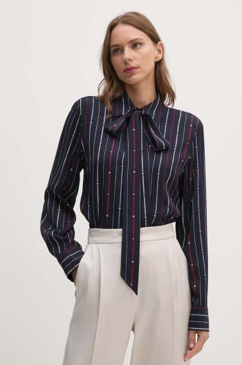 Košile Tommy Hilfiger dámská, tmavomodrá barva, regular, s klasickým límcem, WW0WW42273