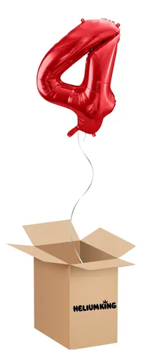 HeliumKing Balónový box - Narodeninové číslo 4 červený 86 cm