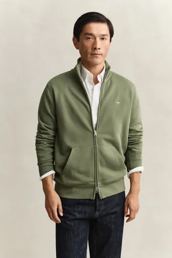 MIKINA GANT REG SHIELD FULL ZIP SWEAT DRY HERB GREEN