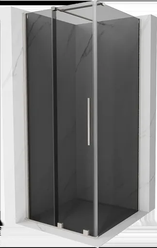 MEXEN/S Velar sprchový kout, posuvné dveře 100 x 100, grafit, nikl kartáčovaný 871-100-100-41-97