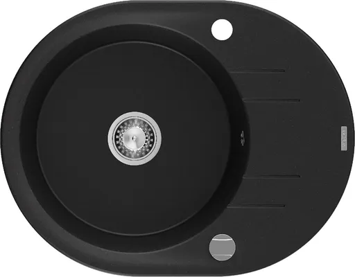 MEXEN Kevin granitový dřez 1 s odkapávačem 586x458 mm,černá, sifon chrom 6517581005-77