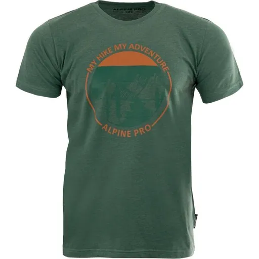 ALPINE PRO BREGAR Pánské triko, tmavě zelená, velikost