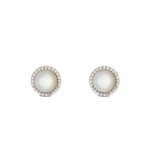 Daniel Wellington Pozlacené peckové náušnice s perletí a krystaly Audrey DW00401405