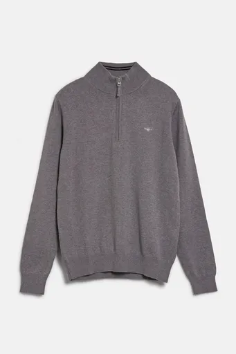 SVETR GANT SHIELD COTTON HALF ZIP DARK GREY MELANGE