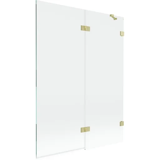 MEXEN/S Lunar vanová zástěna 2-křídlová pravá 130 x 150, transparent, zlatá kartáčovaná 897-130-100-55-00-P