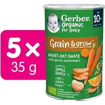 GERBER Organic křupky s mrkví a pomerančem  5× 35 g (8445290321428)