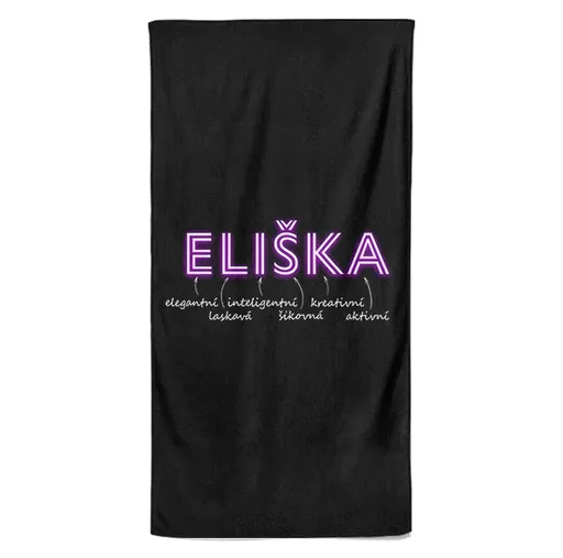 Osuška Ženská jména – NEON (Jméno: Eliška, Velikost osušky: 70x140cm)