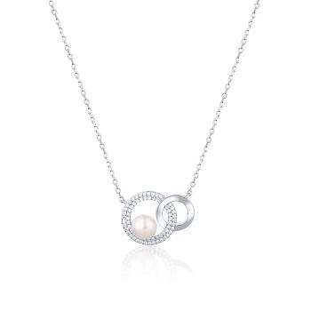 JwL Luxury Pearls Módní náhrdelník s pravou perlou a zirkony JL0751 (řetízek, přívěsek)