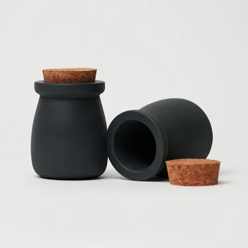 ODLITO Betonová dóza – Nefertiti – grafit (černá) – 8 cm – 6ks