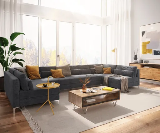 Pohovka ve tvaru "U" Elio XL 400x185 cm mikrovlákno grafitová