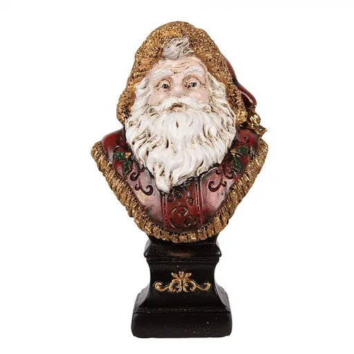Červeno-zlatá vánoční dekorace busta Santa Claus - 10*8*17 cm 6PR5589