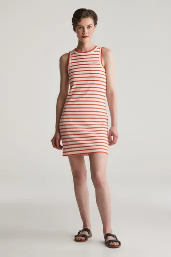 ŠATY GANT STRIPED TANK JERSEY DRESS ORANGE RED