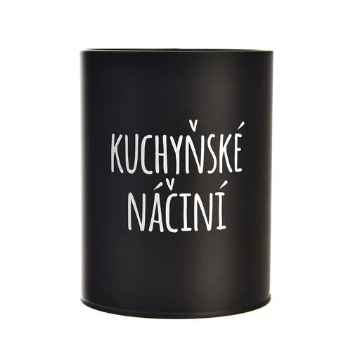 Kulatá plechová dóza KUCHYŇSKÉ NÁČINÍ Black