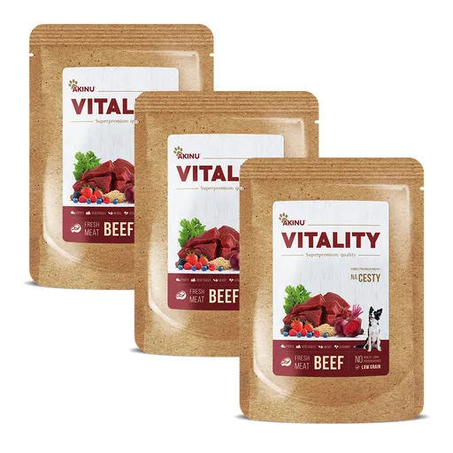 Akinu VITALITY na cesty hovězí pro psy 3 x 300 g