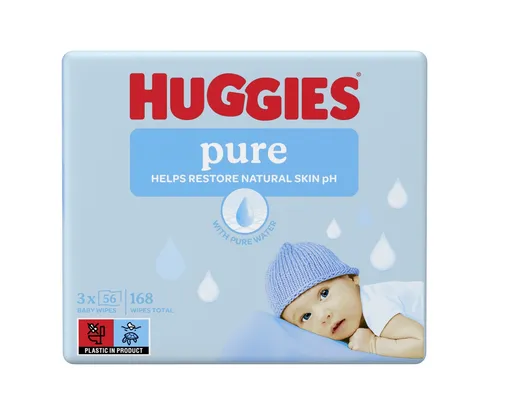 Huggies Pure Triplo vlhčené ubrousky 3x56 ks