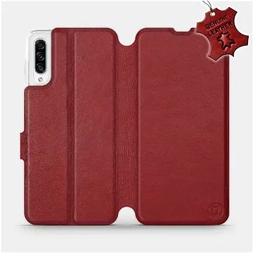 Flip pouzdro na mobil Samsung Galaxy A30s - Tmavě červené - kožené -   Dark Red Leather (5903516062911)