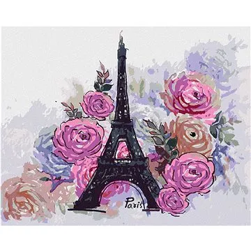 Zuty - Malování podle čísel - EIFFELOVA VĚŽ OBKLOPENÁ KVĚTINAMI, 80x100 cm, vypnuté plátno na rám (HRAmmb11637nad)