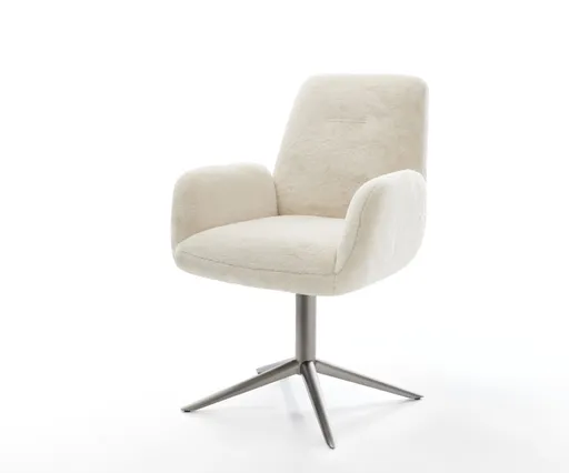 Jídelní židle Zoa-Flex plyšový manšestr krémová bílá podnož