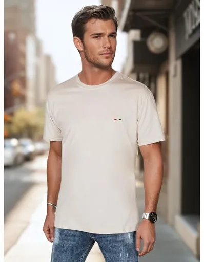 Pánské tričko s výšivkou cappuccino