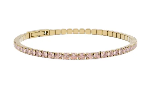 Furiosa Tenisový náramek s růžovými krystaly Swarovski SB-ROSALINETENNIS-G 17 cm