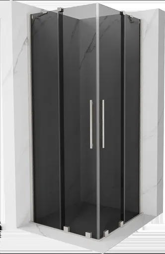 MEXEN/S Velar Duo sprchový kout, posuvné dveře 100 x 100, grafit, nikl kartáčovaný 871-100-100-42-97
