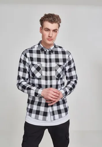 Urban Classics Checked Flanell Shirt blk/wht - 3XL