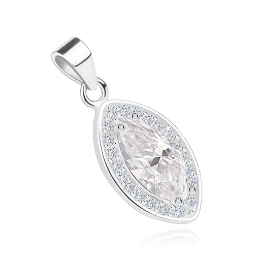Přívěsek ze stříbra 925 - větší zrno, zirkonová kontura, třpytivý velký zirkon