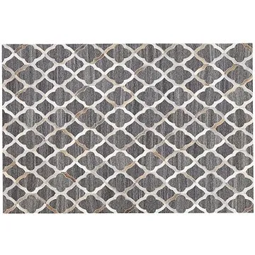 Kožený koberec v šedé a béžové barvě 160 x 230 cm ROLUNAY , 238077 (beliani_238077)