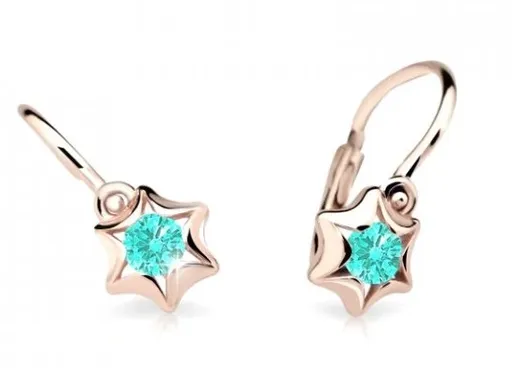 Cutie Jewellery Dětské náušnice z růžového zlata C2159-10-X-4 světle zelená